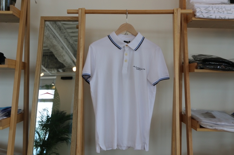 AZIMUT ポロシャツ・メンズ（ホワイト／襟・袖口カラー）