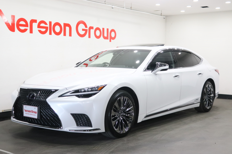 レクサス LS LS500h　バージョンL　全国3年保証付　本革　サンルーフ　デジタルインナーミラー　メモリーナビ　フルセグ　全周囲カメラ　HUD　アドバンストパーク　レクサスセーフティ＋　BSM　ETC　ドラレコ　パワーバックドア　20AW
