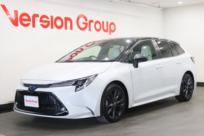 トヨタ カローラツーリング ハイブリッド　ダブルバイビー　全国3年保証付　ワンオーナー　禁煙車　HUD　エンジンスターター　メモリーナビ　フルセグ　バックカメラ　セーフティセンス　ステアヒーター　ETC　ドラレコ　ホワイトハーフレザーシート　シートヒーター