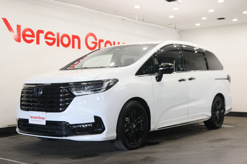 ホンダ オデッセイ e:HEV アブソルートEX ブラックエディション 新車保証継承付 1オーナー 後席モニター 本革 全周囲カメラ メモリ―ナビ フルセグ レーダークルコン クリアランスソナー レーンアシス ト衝突被害軽減 BSM ETC ドラレコ パワーシート オットマン 18AW
