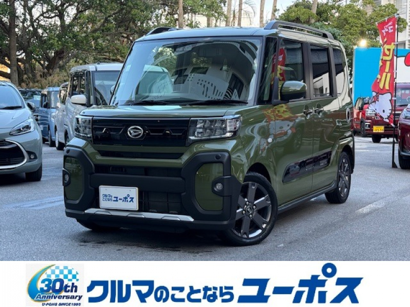 ダイハツ タント ファンクロスターボ　ワンオーナー　OP10年保証対象車　9インチスマホ連携ディスプレイオーディオ　ブラインドスポットモニター　両側パワースライドドア　ETC　バックカメラ　電動パーキング　ミラクルオープンドア