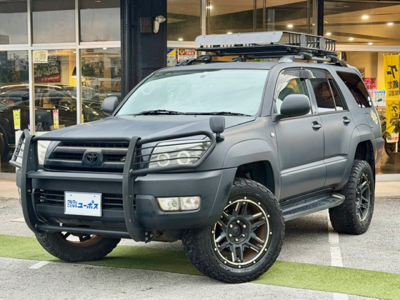 トヨタ ハイラックスサーフ SSR-X　レザー調シートカバー　ルーフキャリア　Fバンパーガード　リフトアップ　オールペン/マットブラック
