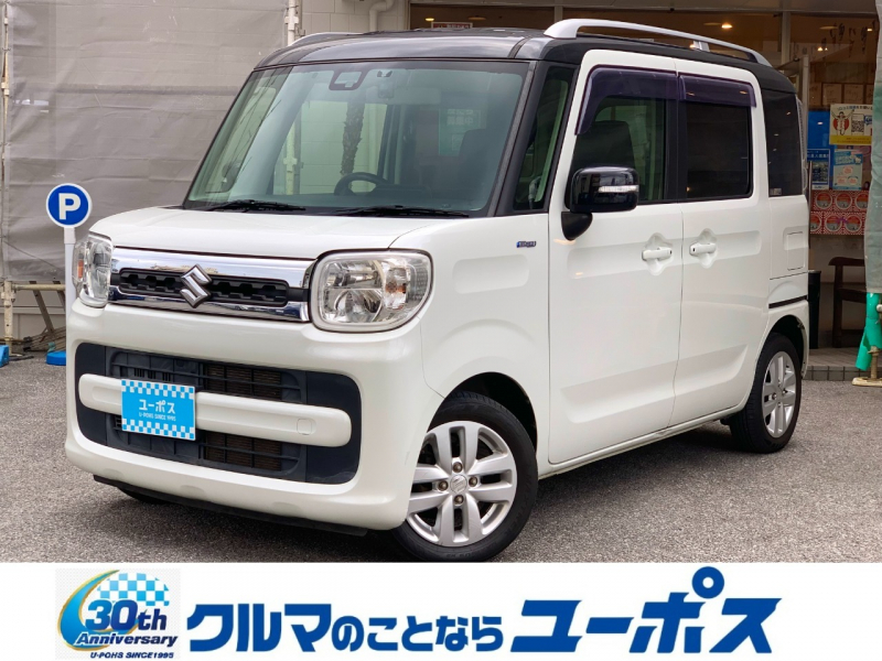 スズキ スペーシア ハイブリッドX　ドライブレコーダー　ETC車載器　LEDヘッドライト　オートライト　スズキセーフティー　コーナーセンサー　シートヒーター　両側パワースライドドア　後席サーキュレーター　後席サンシェード　社外ナビ