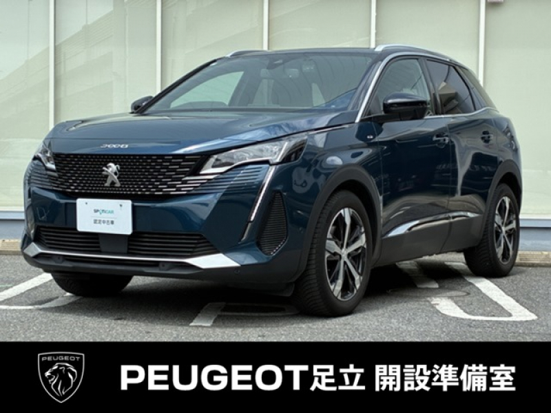 プジョー 3008 GTブルーHDi  認定中古車　　パノラミックガラスルーフ　ナビゲーション　フルセグTV　アクティブクルーズコントロール　ブラインドスポットモニター　ステアリングパドルシフト　電動テールゲート　Bluetooth　ドラレコ　ETC